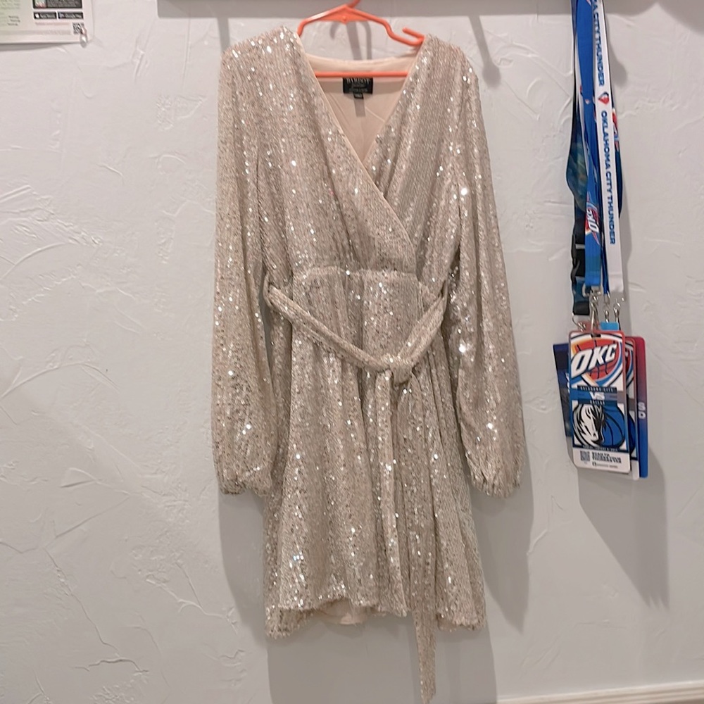 Bardot junior gold sequin wrap dress girls sz 10